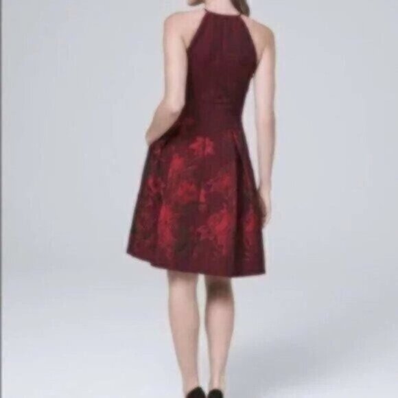NWOT White House Black Market Floral-Jacquard Fit-And-Flare Dress - Picture 3 of 5